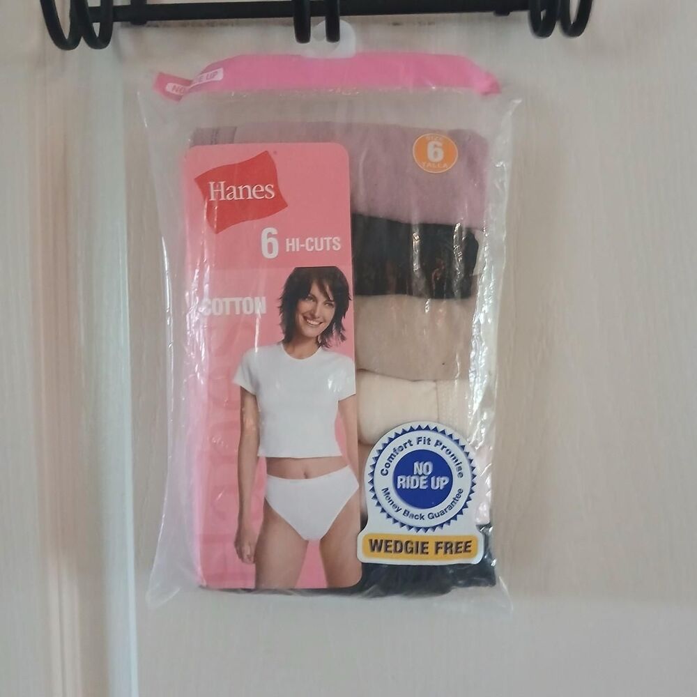 Almost Vintage 2008 Hanes Cotton Hi-Cut Underwear 6 Pack Panties Size 6 NOS